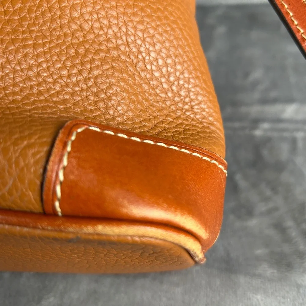 Dooney & Bourke Pebble Grain Leather North South Crossbody‎ Bag Caramel Tan